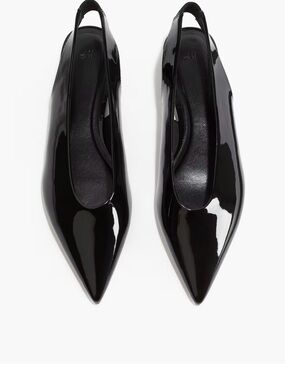 H&M Black Patent Pointed Slingback Flats
